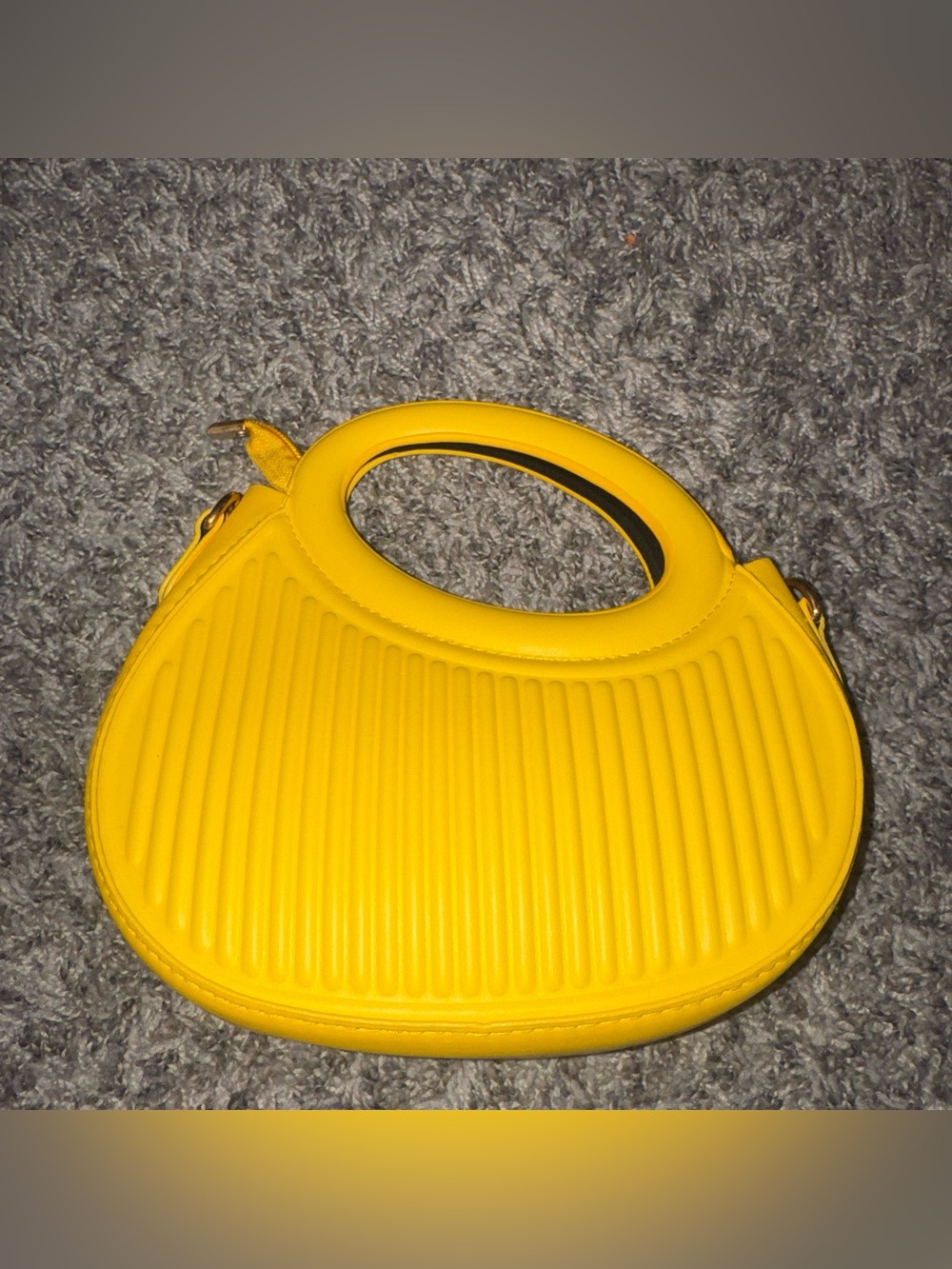 SHEIN Yellow Ribbed Oval Top-Handle Mini Bag